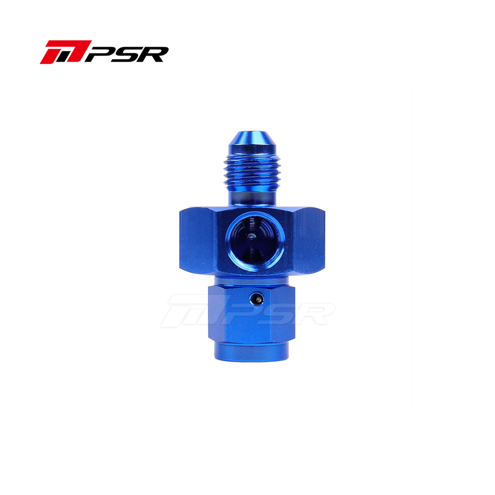 PSR 4AN Male → Female Adapter with 1/8 NPT Port — Blue Aluminium