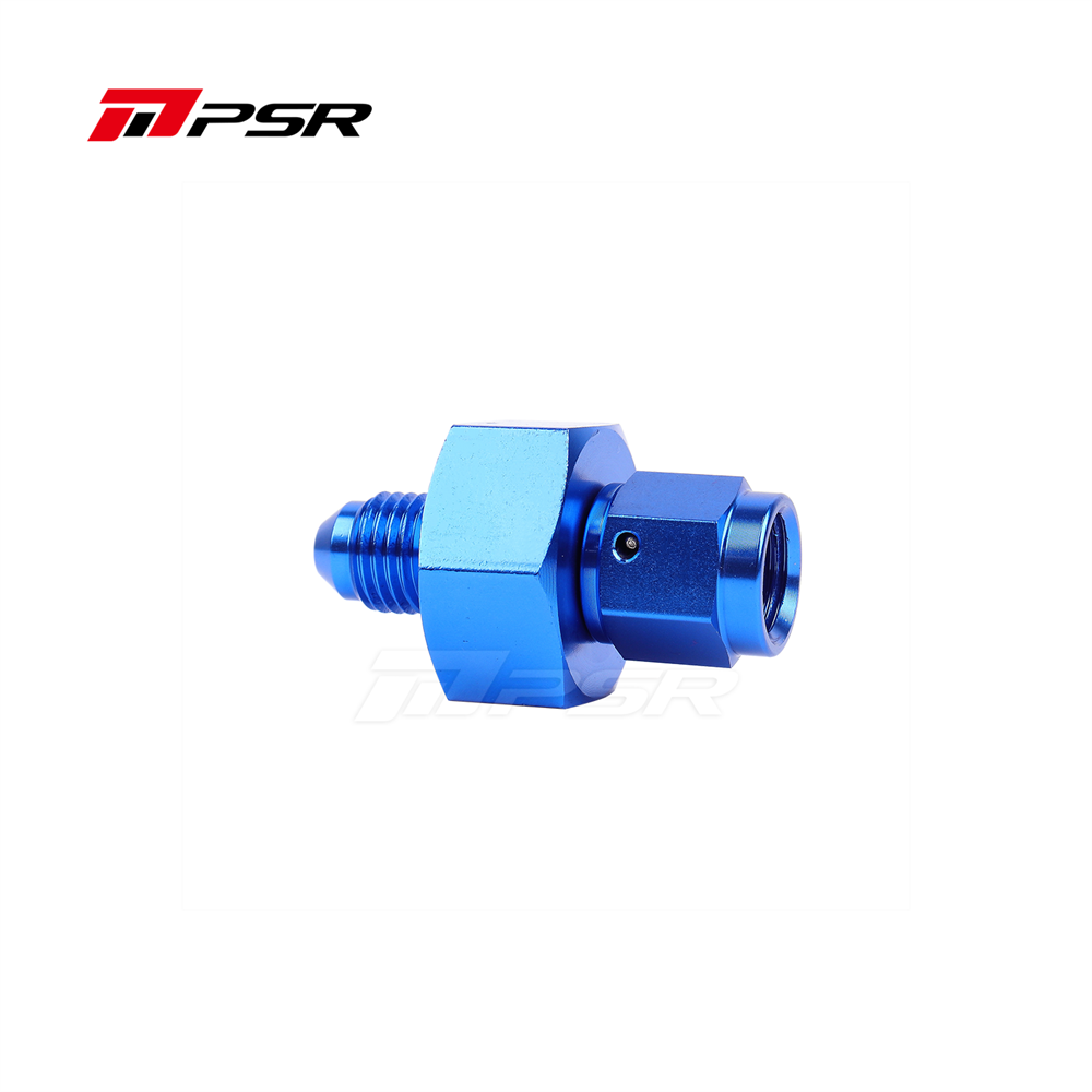 PSR 4AN Male → Female Adapter with 1/8 NPT Port — Blue Aluminium
