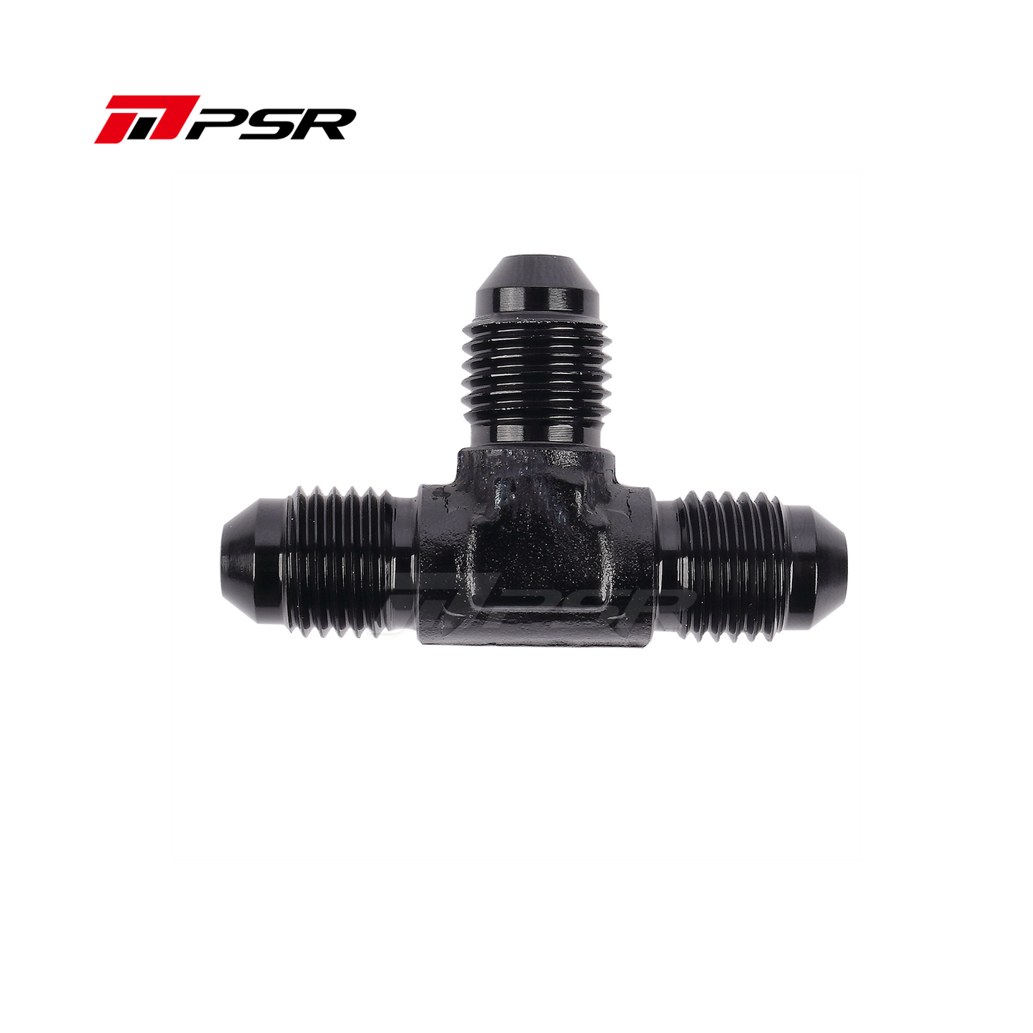 PSR 4AN Male Flare Tee Fitting — Black Aluminium