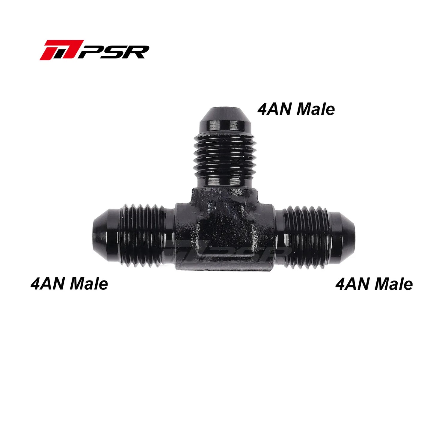 PSR 4AN Male Flare Tee Fitting — Black Aluminium