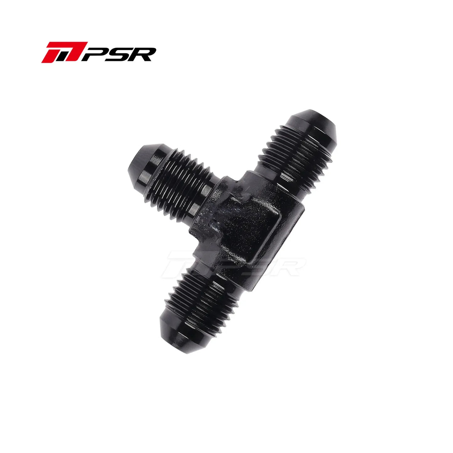 PSR 4AN Male Flare Tee Fitting — Black Aluminium